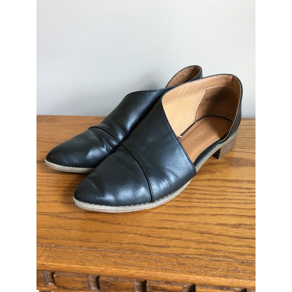 Cynthia Rowley D'Orsay Flats Women 7.5 Black Excellent Pointed Toe Block Heel